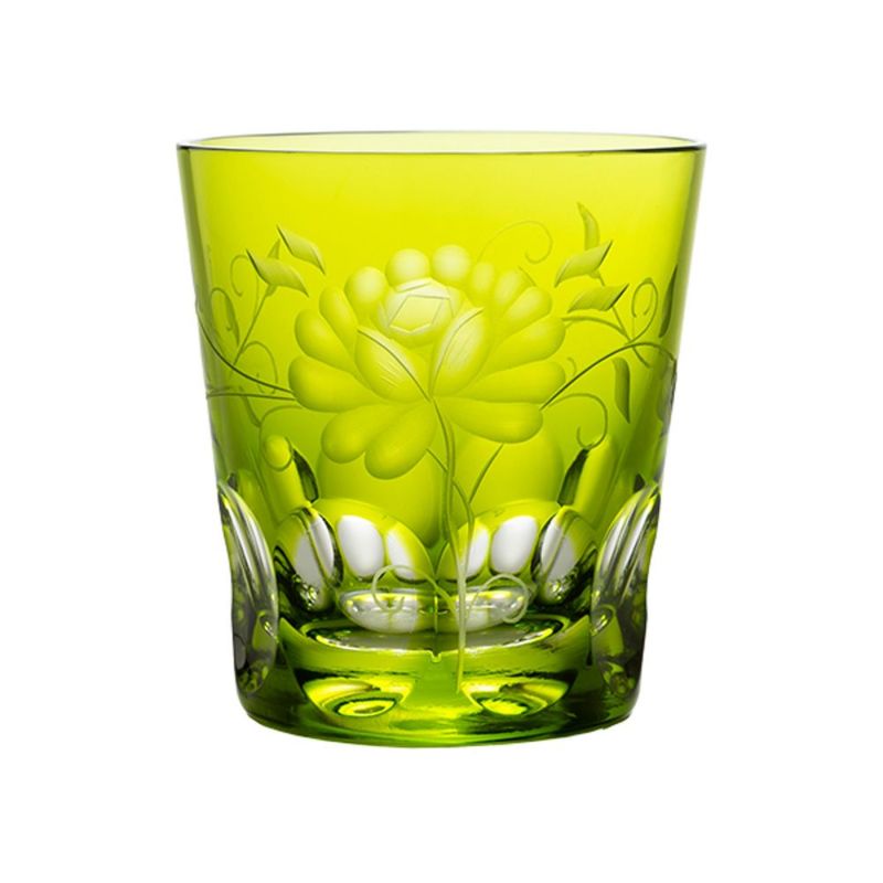 アルンシュタットクリスタル ローズ オールドファッショングラス 270ml グリーン （色被せガラス）33365