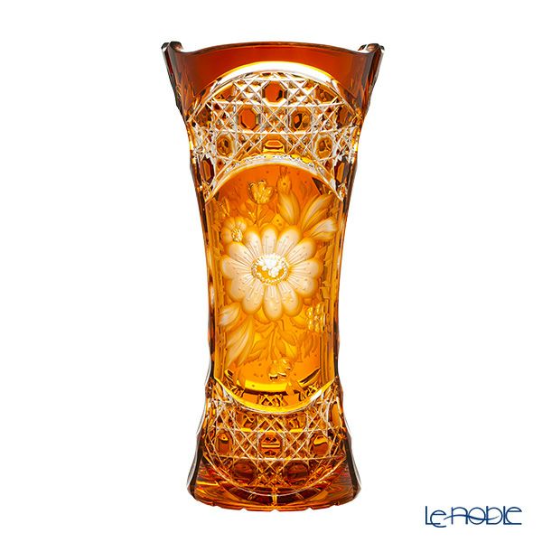アルンシュタットクリスタル アルンシュタットフラワー ベース 26cm アンバー（色被せガラス）34457