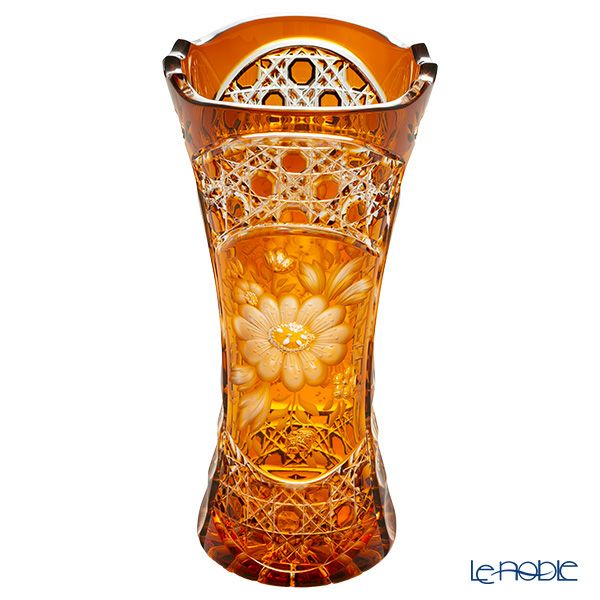 アルンシュタットクリスタル アルンシュタットフラワー ベース 26cm アンバー（色被せガラス）34457