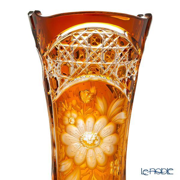 アルンシュタットクリスタル アルンシュタットフラワー ベース 26cm アンバー（色被せガラス）34457