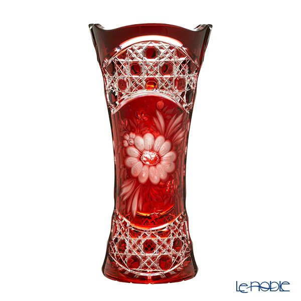 アルンシュタットクリスタル アルンシュタットフラワー ベース 26cm レッド （色被せガラス）34975