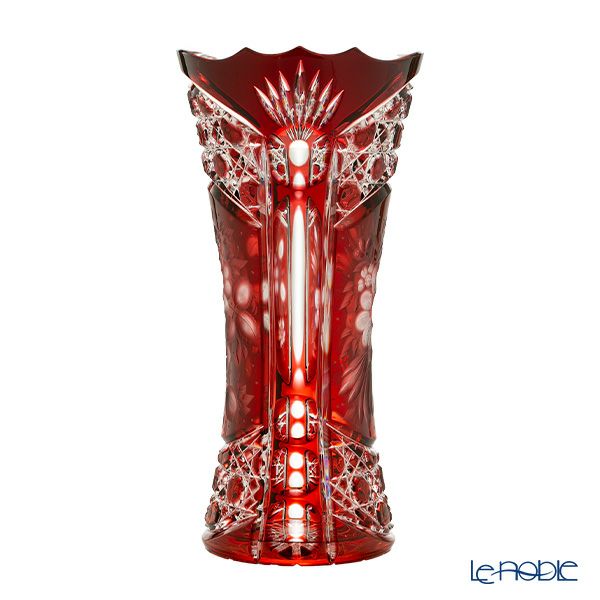 アルンシュタットクリスタル アルンシュタットフラワー ベース 26cm レッド （色被せガラス）34975