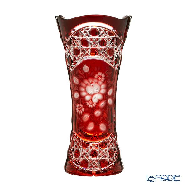 アルンシュタットクリスタル アルンシュタットフラワー ベース 26cm レッド （色被せガラス）34975