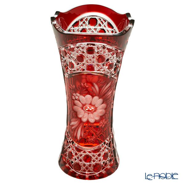 アルンシュタットクリスタル アルンシュタットフラワー ベース 26cm レッド （色被せガラス）34975
