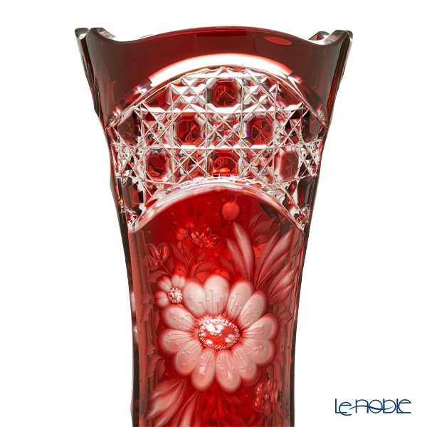 アルンシュタットクリスタル アルンシュタットフラワー ベース 26cm レッド （色被せガラス）34975