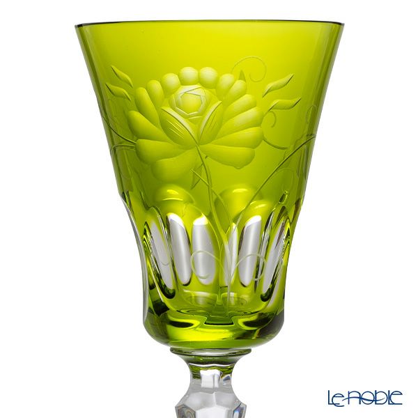 アルンシュタットクリスタル ローズ ワイングラス 270ml グリーン（色被せガラス）35698
