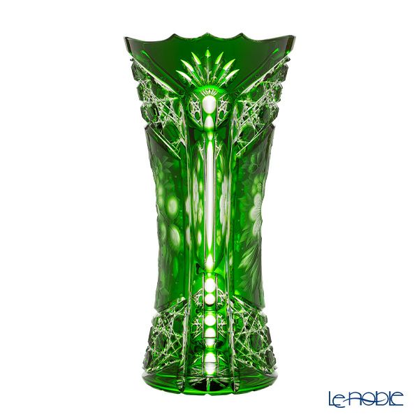 アルンシュタットクリスタル アルンシュタットフラワー ベース 26cm エメラルド（色被せガラス）35898