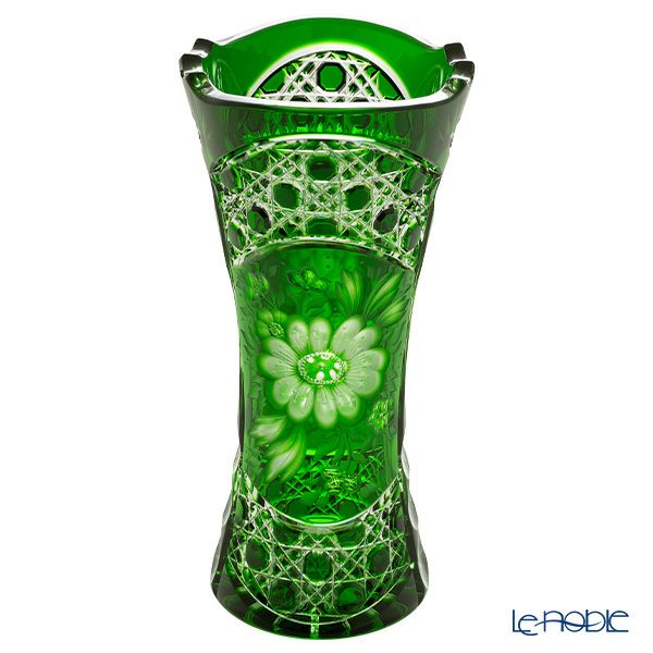アルンシュタットクリスタル アルンシュタットフラワー ベース 26cm エメラルド（色被せガラス）35898