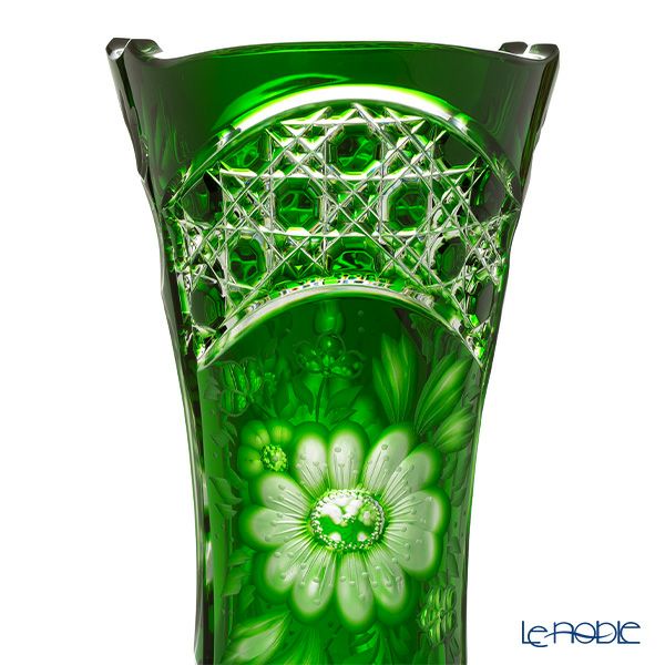 アルンシュタットクリスタル アルンシュタットフラワー ベース 26cm エメラルド（色被せガラス）35898