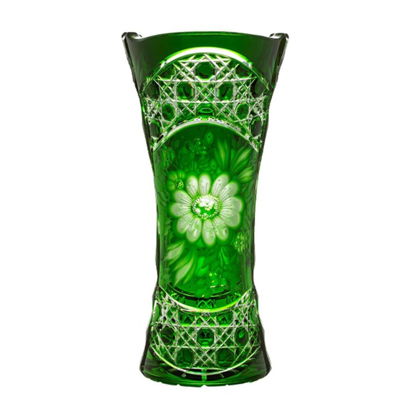 アルンシュタットクリスタル アルンシュタットフラワー ベース 26cm エメラルド（色被せガラス）35898