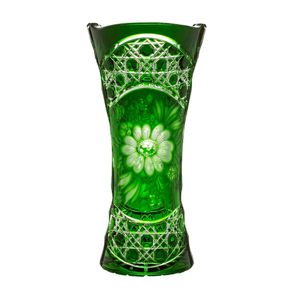 アルンシュタットクリスタル アルンシュタットフラワー ベース 26cm エメラルド（色被せガラス）35898