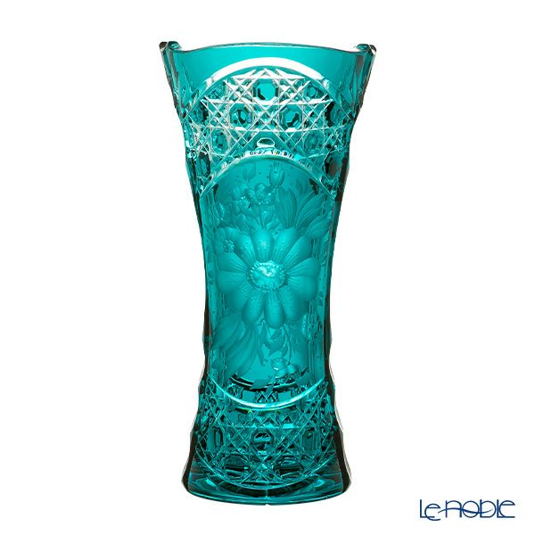 アルンシュタットクリスタル アルンシュタットフラワー ベース 26cm アズールブルー／瑠璃（色被せガラス） 35899