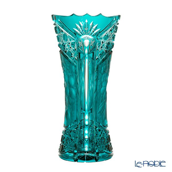 アルンシュタットクリスタル アルンシュタットフラワー ベース 26cm アズールブルー／瑠璃（色被せガラス） 35899