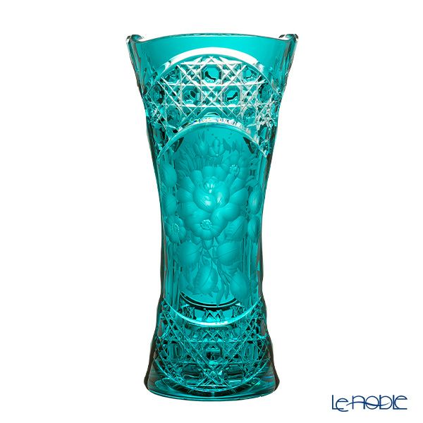 アルンシュタットクリスタル アルンシュタットフラワー ベース 26cm アズールブルー／瑠璃（色被せガラス） 35899