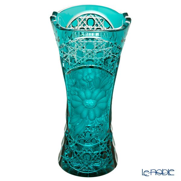 アルンシュタットクリスタル アルンシュタットフラワー ベース 26cm アズールブルー／瑠璃（色被せガラス） 35899