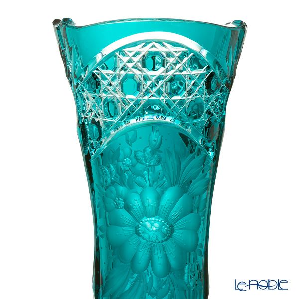 アルンシュタットクリスタル アルンシュタットフラワー ベース 26cm アズールブルー／瑠璃（色被せガラス） 35899