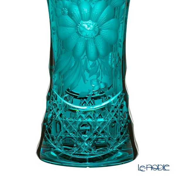 アルンシュタットクリスタル アルンシュタットフラワー ベース 26cm アズールブルー／瑠璃（色被せガラス） 35899