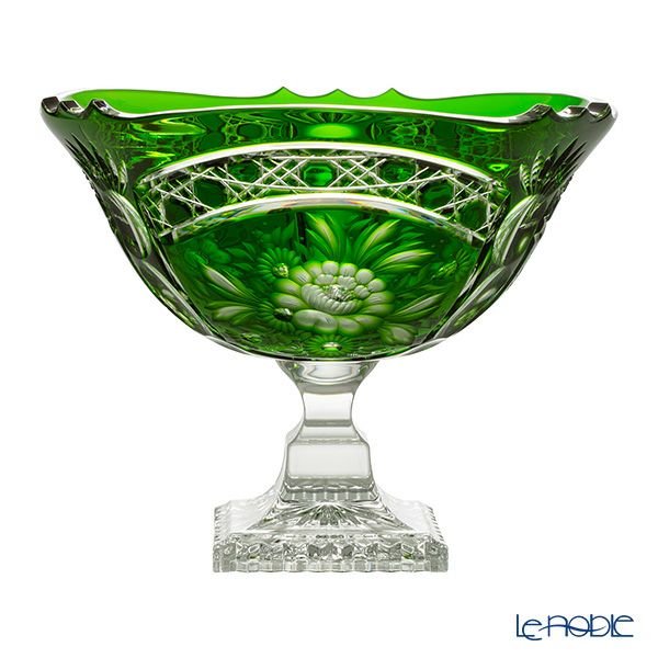 アルンシュタットクリスタル アルンシュタットフラワー ボウル 25cm エメラルド（色被せガラス）35921