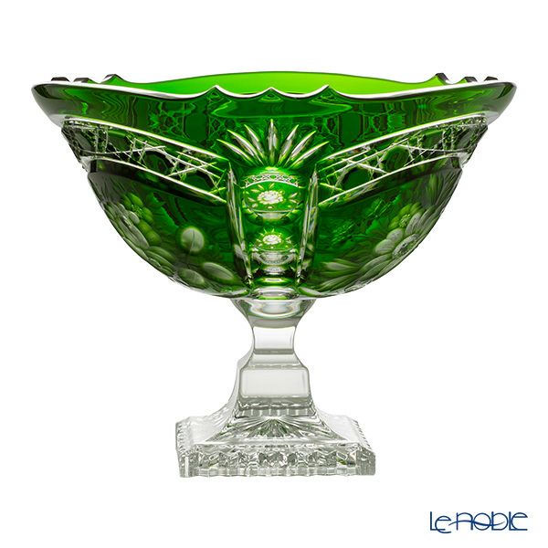 アルンシュタットクリスタル アルンシュタットフラワー ボウル 25cm エメラルド（色被せガラス）35921