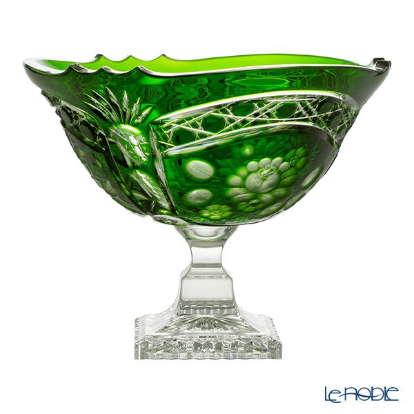 アルンシュタットクリスタル アルンシュタットフラワー ボウル 25cm エメラルド（色被せガラス）35921