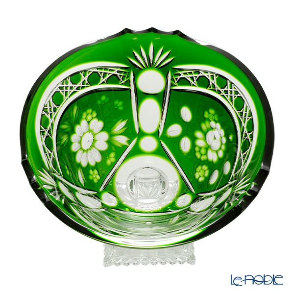 アルンシュタットクリスタル アルンシュタットフラワー ボウル 25cm エメラルド（色被せガラス）35921