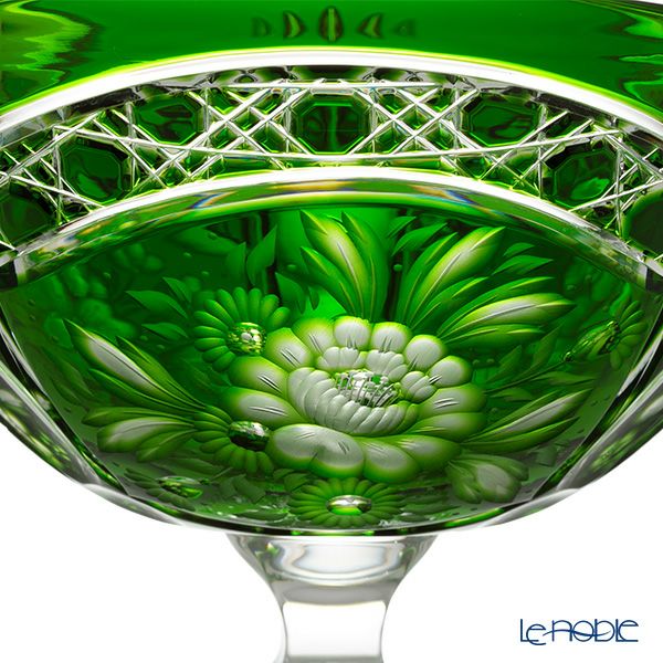 アルンシュタットクリスタル アルンシュタットフラワー ボウル 25cm エメラルド（色被せガラス）35921