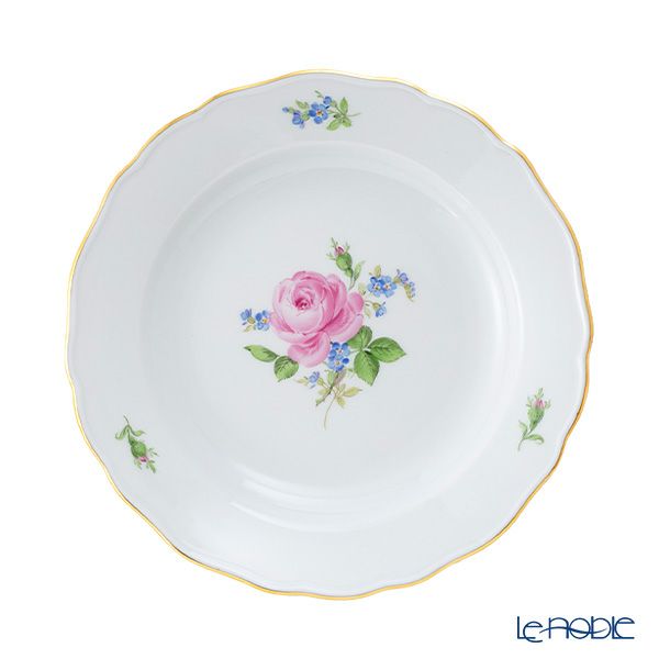 マイセン（Meissen） ピンクのバラ／忘れな草 プレート 20cm 020810／00472