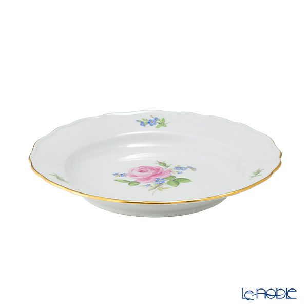 マイセン（Meissen） ピンクのバラ／忘れな草 プレート 20cm 020810／00472