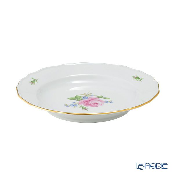 マイセン（Meissen） ピンクのバラ／忘れな草 プレート 20cm 020810／00472