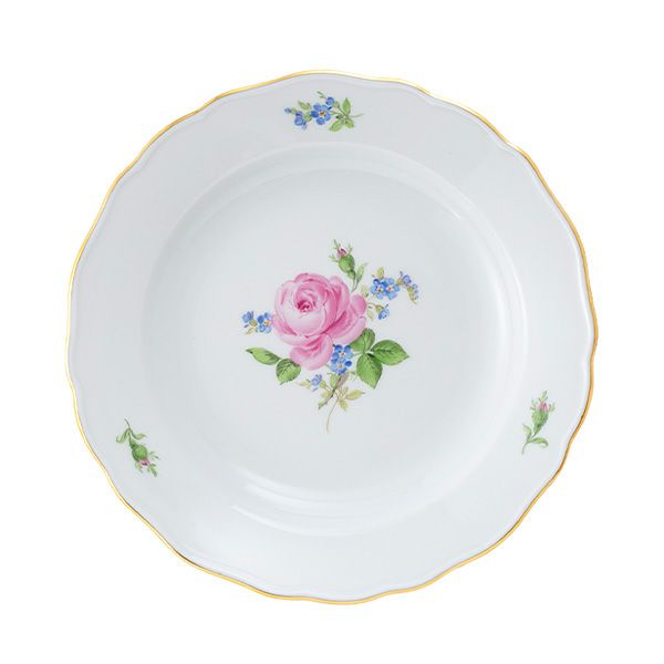 マイセン（Meissen） ピンクのバラ／忘れな草 プレート 20cm 020810／00472