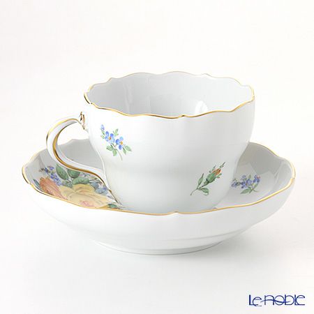 マイセン（Meissen） 黄色のバラ（ブーケ）と忘れな草 139210／00582 コーヒーカップ＆ソーサー 200ml