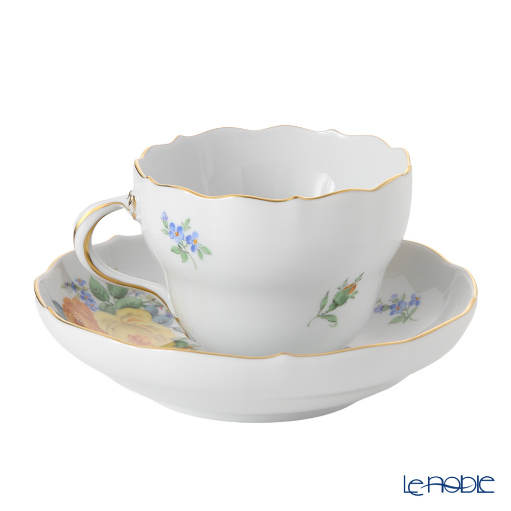 マイセン（Meissen） 黄色のバラ（ブーケ）と忘れな草 139210／00582 コーヒーカップ＆ソーサー 200ml