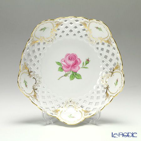 マイセン（Meissen） ピンクのバラ 020192／54880 メッシュ飾り皿 18cm