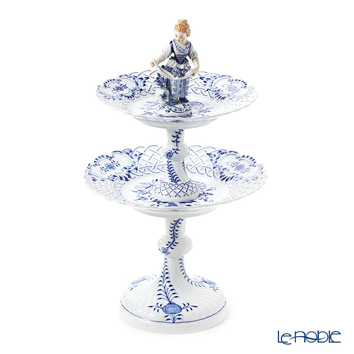 マイセン（Meissen） ブルーオニオン フィギュリン付フルーツスタンド 少女 800101／54852