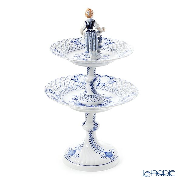 マイセン（Meissen） ブルーオニオン フィギュリン付フルーツスタンド 少女 800101／54852