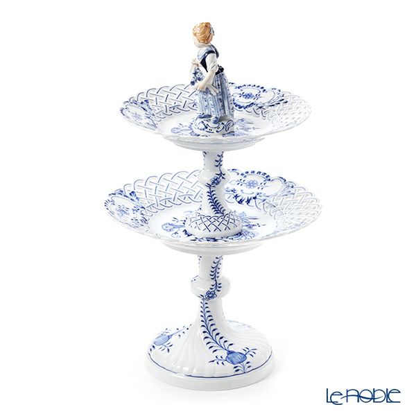 マイセン（Meissen） ブルーオニオン フィギュリン付フルーツスタンド 少女 800101／54852