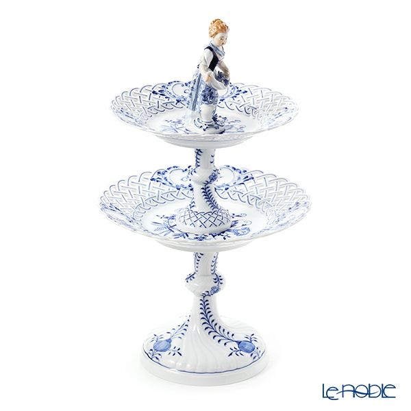 マイセン（Meissen） ブルーオニオン フィギュリン付フルーツスタンド 少女 800101／54852