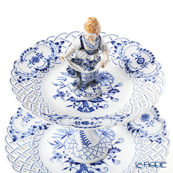 マイセン（Meissen） ブルーオニオン フィギュリン付フルーツスタンド 少女 800101／54852