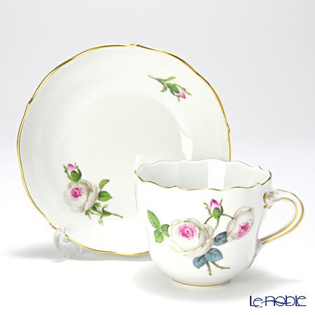 マイセン（Meissen） ホワイトローズ 029510／00580 モカカップ＆ソーサー