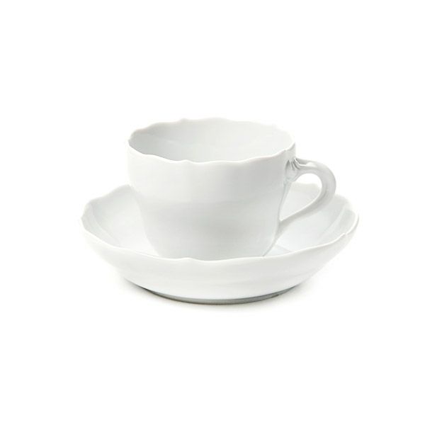 マイセン（Meissen） マイセンホワイト 000001／00580 モカカップ＆ソーサー 100ml（ノイアー・アウスシュニット）