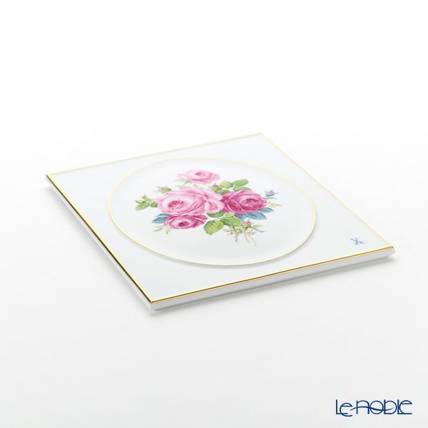 マイセン（Meissen） 陶板 130110／53n31 ピンクローズブーケ 25×20.5cm