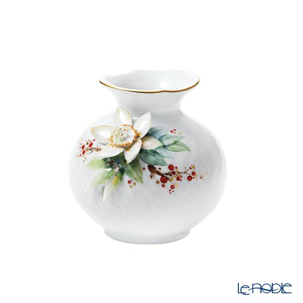 マイセン（Meissen） 波の戯れ 花瓶 クリスマスローズ 9cm ホワイト 719391／50903