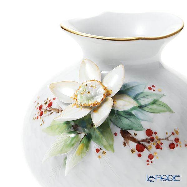 マイセン（Meissen） 波の戯れ 花瓶 クリスマスローズ 9cm ホワイト 719391／50903
