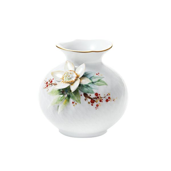 マイセン（Meissen） 波の戯れ 花瓶 クリスマスローズ 9cm ホワイト 719391／50903