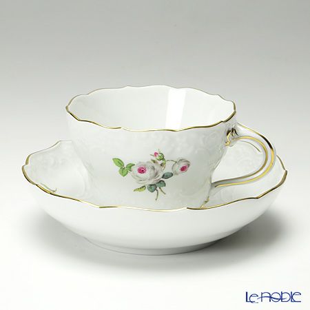 マイセン（Meissen） ホワイトローズ 029510／03582 コーヒーカップ＆ソーサー 200ml マルセイユレリーフ