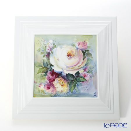 マイセン（Meissen） 陶板 932023／9m103 ホワイトローズ 34×34cm