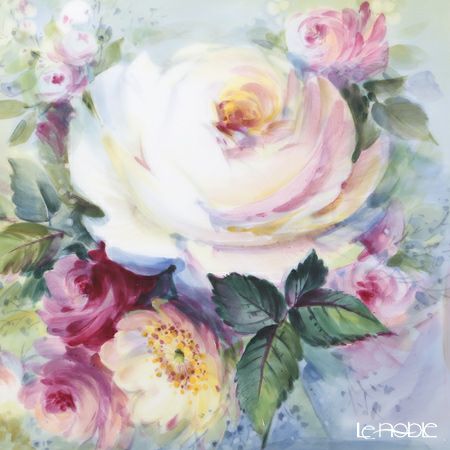 マイセン（Meissen） 陶板 932023／9m103 ホワイトローズ 34×34cm