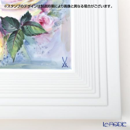 マイセン（Meissen） 陶板 932023／9m103 ホワイトローズ 34×34cm