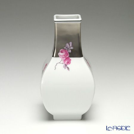 マイセン（Meissen） プラチナローズ 018795／50097 花瓶（角型） 13cm