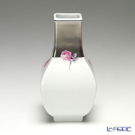 マイセン（Meissen） プラチナローズ 018795／50097 花瓶（角型） 13cm
